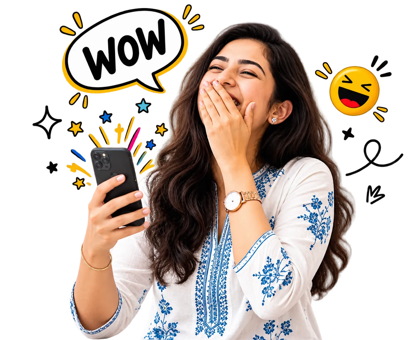 Sunita receiving the Punnedit birthday wish and absolutely losing it
